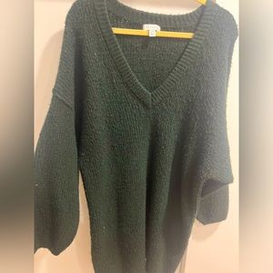 TopShop Forest Green v-neck knit sweater dress
